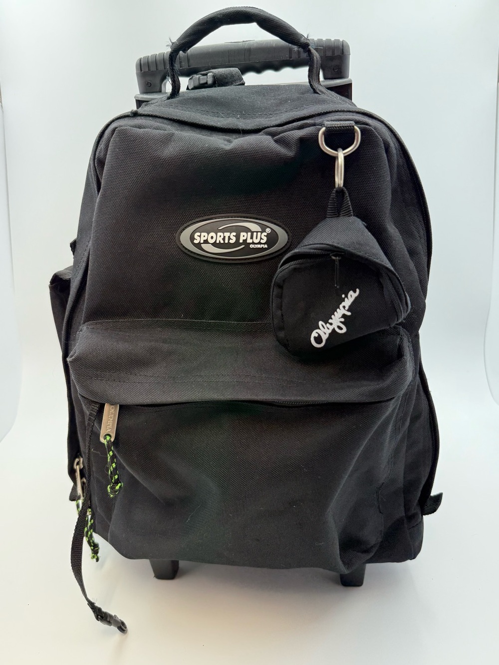 Olympia Black Rolling Backpack w/ Wheels & Retractable Handle, 19"-22"